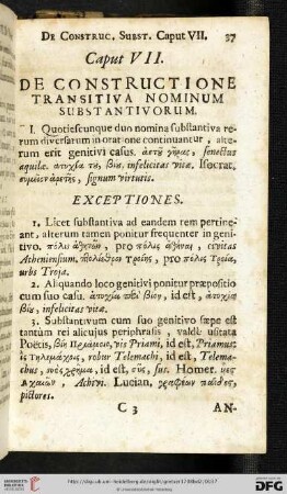 Caput VII: De constructione transitiva nominum substantivorum