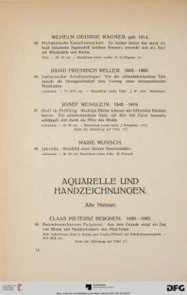 Aquarelle und Handzeichnungen (Nr. 99-199)
