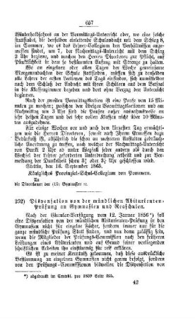 Dispensation von der mündlichen Abiturienten-Prüfung an Gymnasien und Realschulen : [III. Gymnasien und Realschulen]