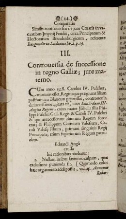 III. Controversia de successione in regno Galliae, jure materno