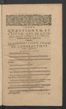 Quaestiones Partis Primae. De Contractibus Vel Quasi.