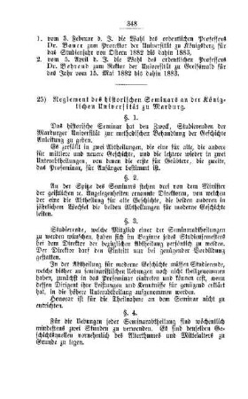 Reglement des historischen Seminars an der Königlichen Universität zu Marburg : [II. Universitäten, technische Hochschulen, etc.]