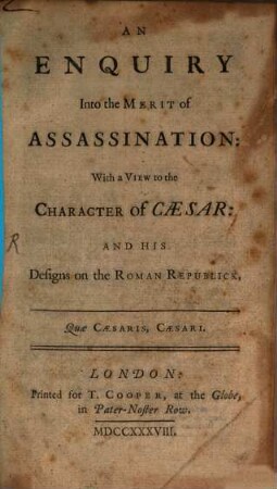 An Inquiry into the Merit of Assassination