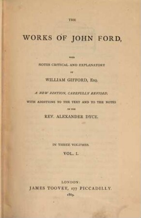 The works of John Ford : in three volumes. 1