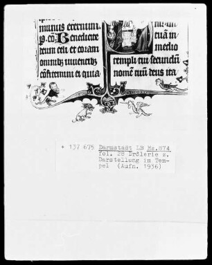 Festmissale — Festmissale, Folio 1-116 — ---, Folio 1-116Initiale S mit Darbringung im Tempel, Folio 28recto