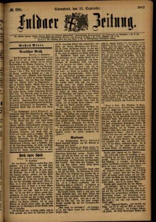 Ausgabe vom Samstag, den 10. September 1887.