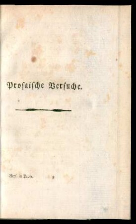 Prosaische Versuche