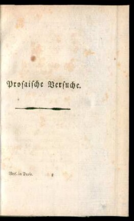 Prosaische Versuche