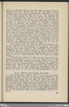 16. Reklame durch Druck und Schrift