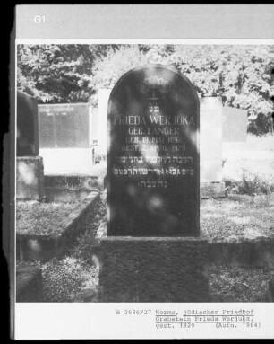 Grabstein von Frieda Werjuka (gestorben 1929.04.02)