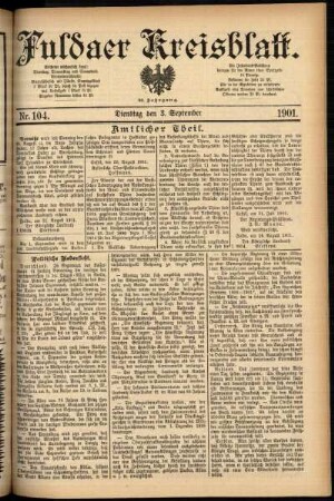 Ausgabe vom Dienstag, den 03. September 1901.