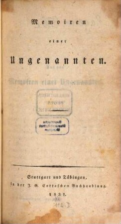 Memoiren eines Ungenannten