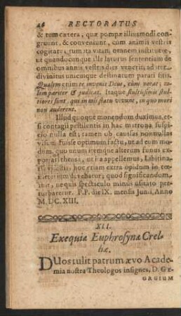 XII. Exequiae Euphrsynae Crelliae.