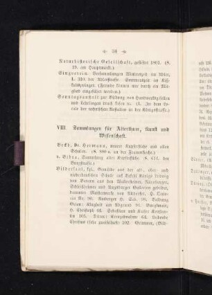 VIII. Sammlungen für Alterthum, Kunst und Wissenschaft.
