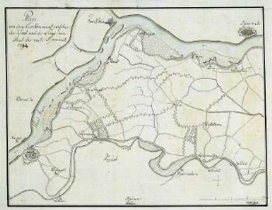 WHK 32 Krieg mit Frankreich 1792-1805: Plan der Einquartierungen zwischen Waal und Linge, zwischen Tiel und Zaltbommel, 1794