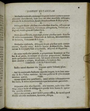 Theses Botanicae. - Theses Chirurgicae. - Theses Anatomicae. - Theses Physiologicae.
