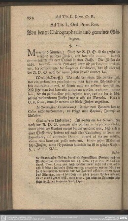 Ad. Tit. L. Ord. Proc. Rec. Von denen Chirographariis und gemeinen Gläubigern