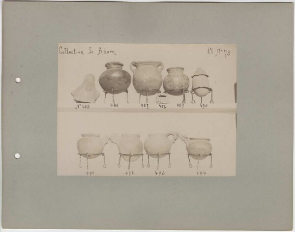 Nine ceramic objects. L. Adam Collection