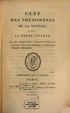 Cléf des Phénomenes de la Nature