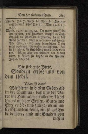 Die siebente Bitte. Sondern erlöse uns von dem Uebel.