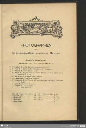 Photographen nach Original-Gemälden moderner Meister