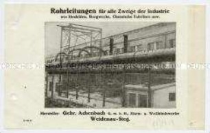 Rohrleitungen / Behälterbau und Kesselschmiede / Luftdruckkessel / Pförtnerhaus / Autopark, Wohnhaus und Reparaturwerkstätte / Garage