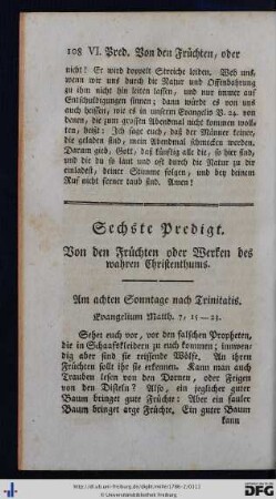 Sechste Predigt.
