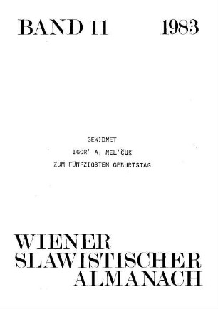 Wiener slawistischer Almanach. 11, 11. 1983