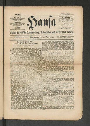 No. 109. Sonnabend, den 19. März 1853.