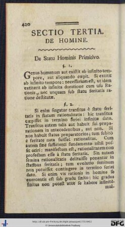 Sectio Tertia. De Homine.