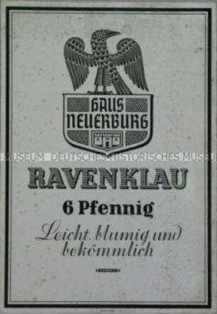 Werbeaufsteller / -schild für "Haus Neuerburg, Ravenklau"-Zigaretten