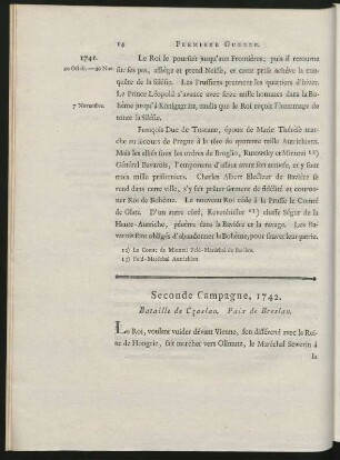 Seconde Campagne, 1742. Bataille de Czaslau. Paix de Breslau.