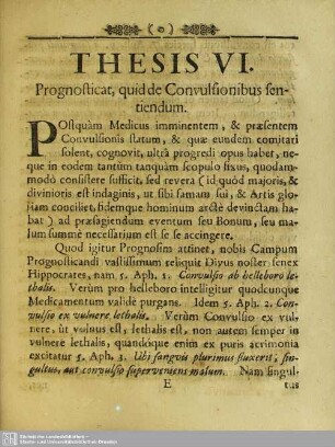 Thesis VI. Prognosticat, quid de Convulsionibus sentiendum