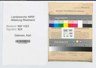 Entnazifizierung Karl Dahmen , geb. 24.09.1898 (Steuerhelfer)