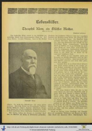 Theophil Klem, ein Elsässer Meister.