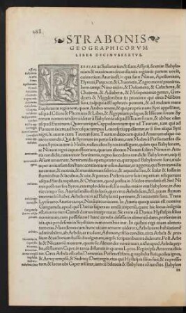 Strabonis Geographicorum Liber Decimussextus.