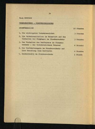 Fach Deutsch: Verkehrskunde - Verkehrserziehung