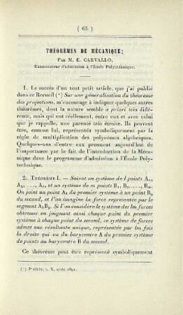 Théorèmes de mécanique.