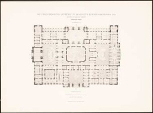 Reichstag, Berlin Zweiter Wettbewerb: Grundriss Hauptgeschoss (aus: Die preisgekrönten Entwürfe zu dem neuen Reichstagsgebäude, Berlin 1882)