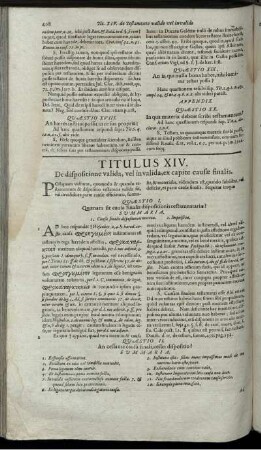Titulus XIV. De dispositione valida, vel invalida, ex capite causae finalis.