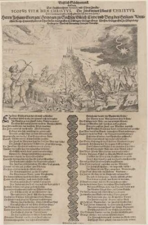 Geistlich Schützenwerck./ Erklaerung/ Des Hochbewehrten Symboli (...)// Herrn Johann Georgen/ Hertzogen zu Sachssen/ Guelich/ Cleve/ und Berg/ des Heiligen Roemi=/ schen Reichs Ertzmarschalln und Churfuersten/ Landgraffen in Dueringen/ Marggraffen zu Meissen/ Burggraffen zu Magdeburg// Graffen zu der Marck und Ravensburg/ Herrn zu Ravenstein.