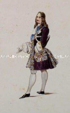 Mann im violetten Justaucorps mit Allongeperücke - Tafel aus Franceschini/Kostümbilder (Kassette 2)