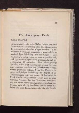 IV. Aus eigener Kraft