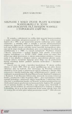 5: Nieznane i mało znane plany katedry wawelskiej : (ich znaczenie dla dziejów Wawelu i topografii zabytku)