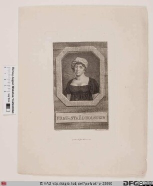 Bildnis (Anne Louise) Germaine baronne de Staël (-Holstein), geb. Necker, gen. "Madame de Staël"