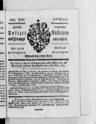 17tes Stück., Ausgabe vom 27. April 1785