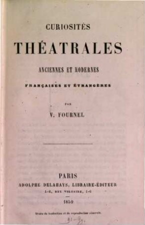 Curiosités théatrales anciennes et modernes françaises et étrangères
