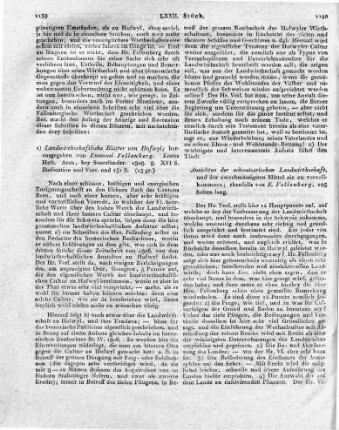 Landwirthschaftliche Blätter von Hofwyl; herausgegeben von Emanuel Fellenberg. Erstes Heft. Arau, bey Sauerländer. 1808. 8. XVI S. Dedication und Vorr. und 151 S.