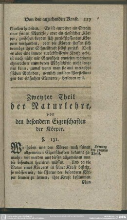 Zweyter Theil der Naturlehre, von den besondern Eigenschaften der Körper
