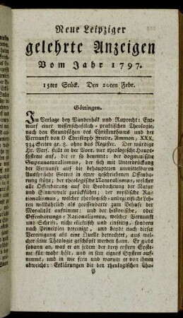 15tes Stück. Den 20ten Febr.